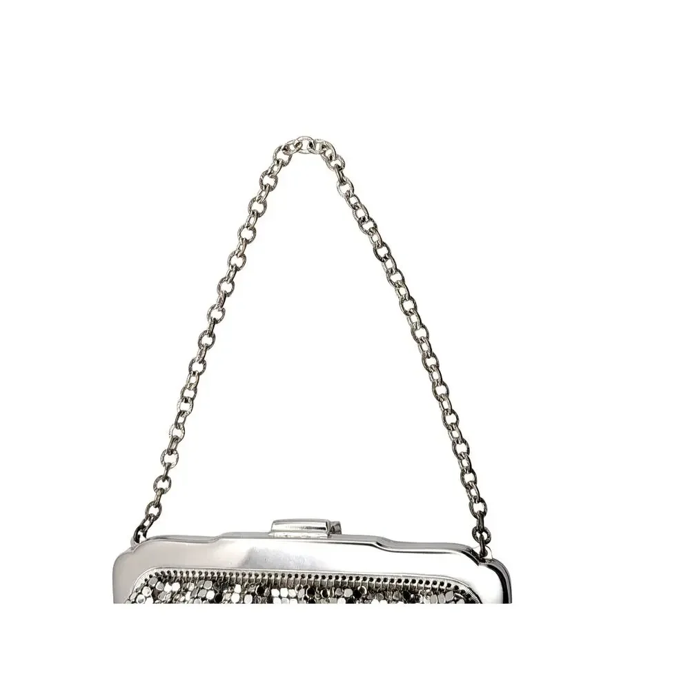 WHITING & DAVIS Vintage Mesh Purse Women's 5in Silver Tone Evening Original Box